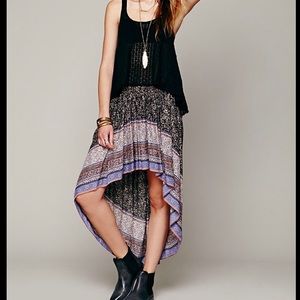 Free People high low black border skirt